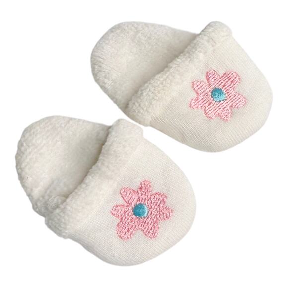 American Girl Doll Spa Robe & Slippers Set Terrycloth White Blue Bathrobe Pjs - Picture 4 of 5